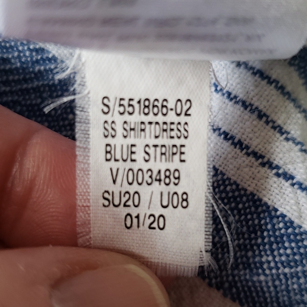 Old Navy Linen Blend Midi Shirtdress Medium Blue White Striped Coastal Beach - Picture 12 of 12